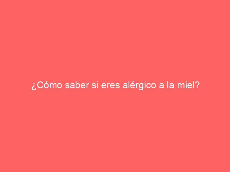 ¿Cómo saber si eres alérgico a la miel?