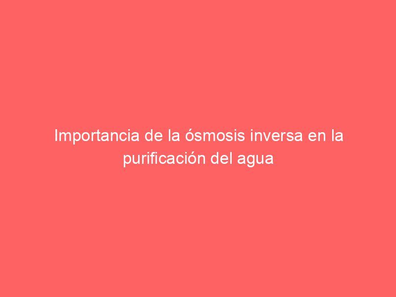 Importancia de la ósmosis inversa en la purificación del agua